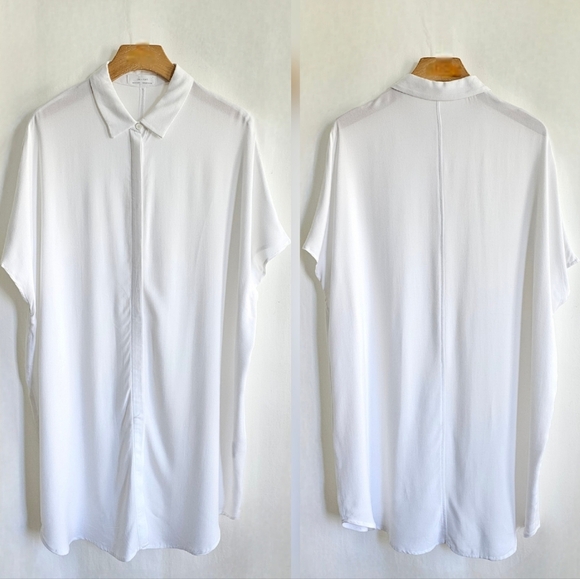 Oak + Fort White Button Shirt Dress - Picture 3 of 13